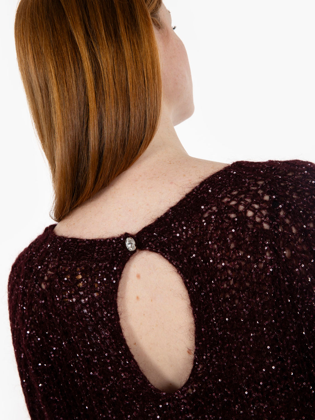Maglione con paillettes bordeaux