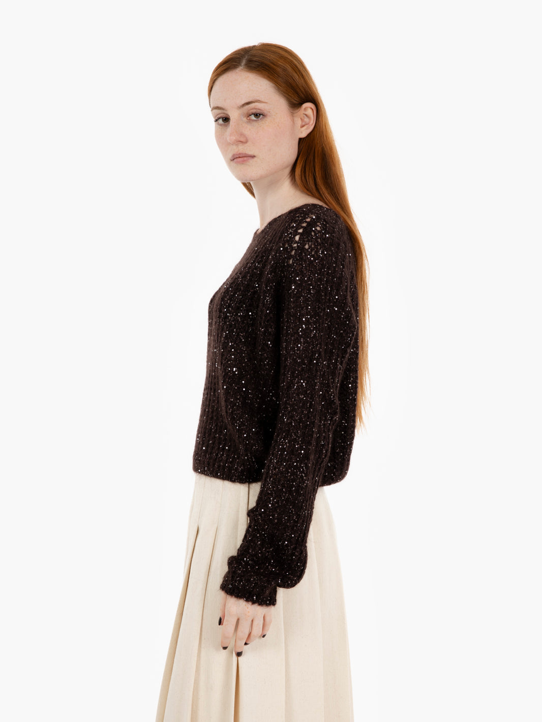 Maglione con paillettes moro
