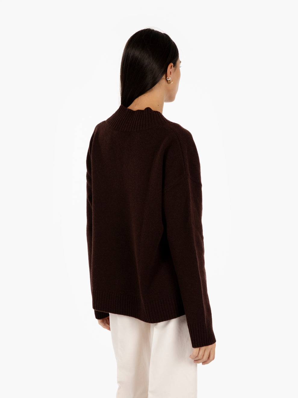 Dark brown V-neck sweater