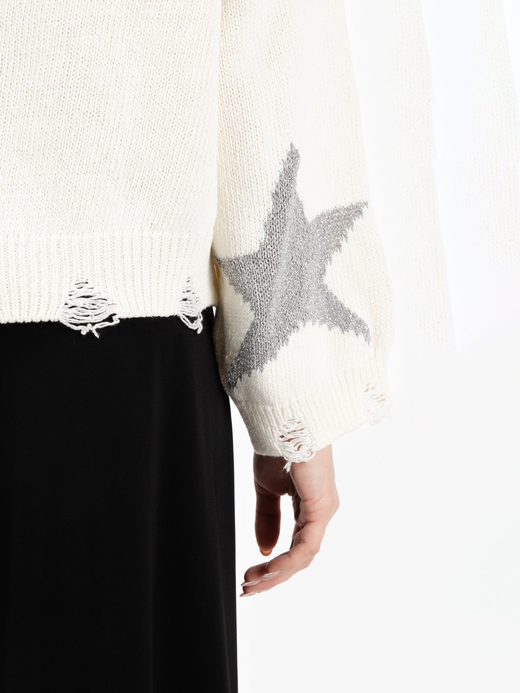 Maglione con stelle lurex panna