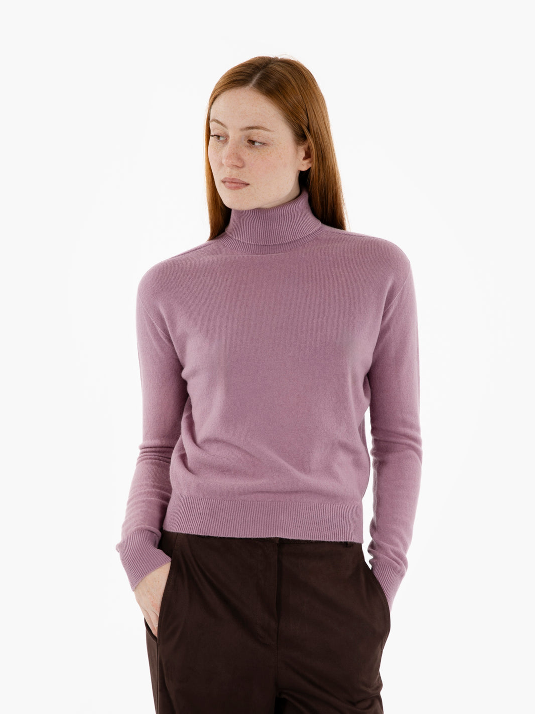 Mauve wool turtleneck sweater