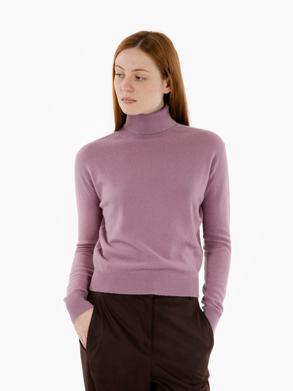 Mauve wool turtleneck sweater