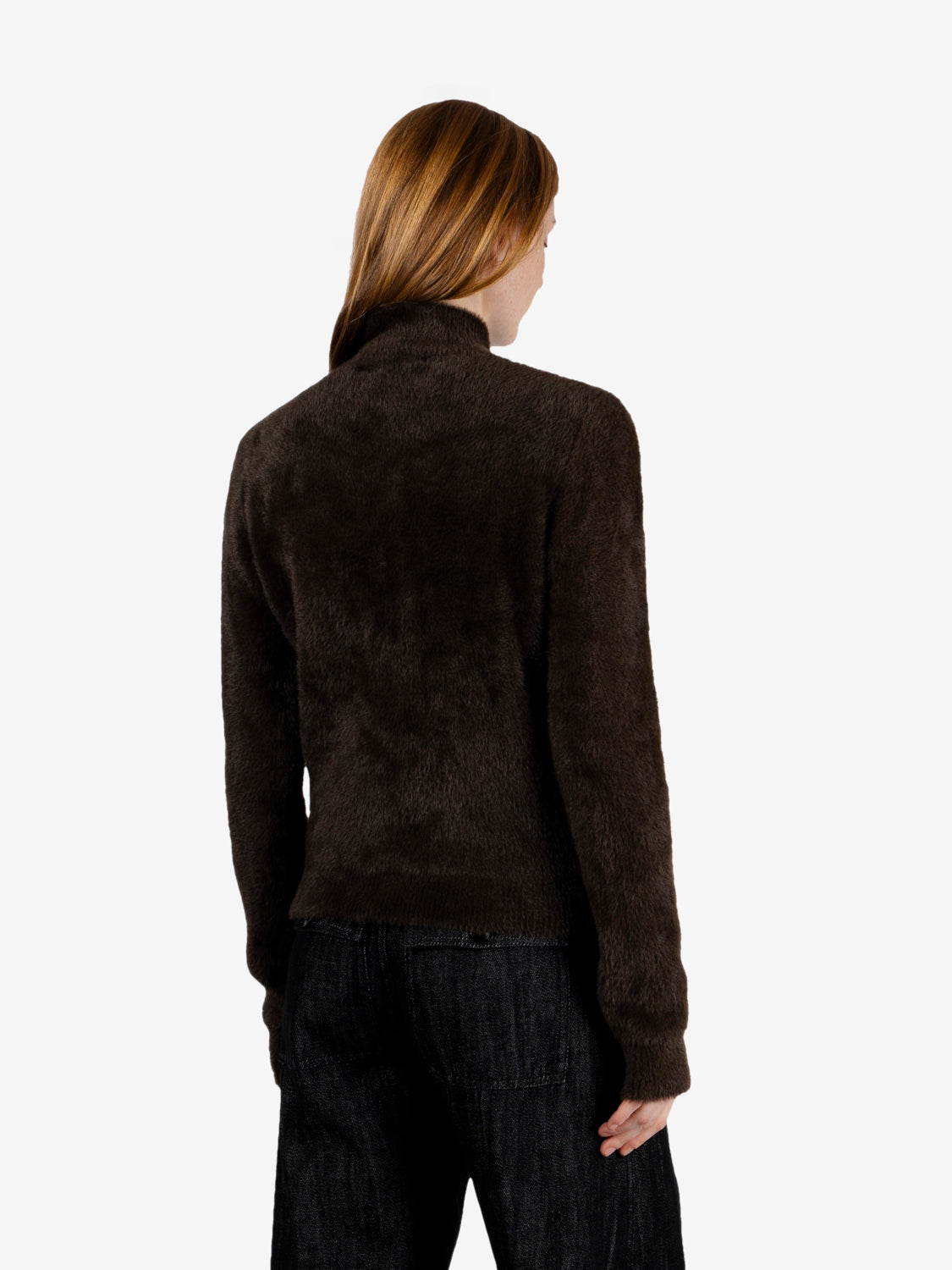 Maglione ecopelliccia collo alto moro