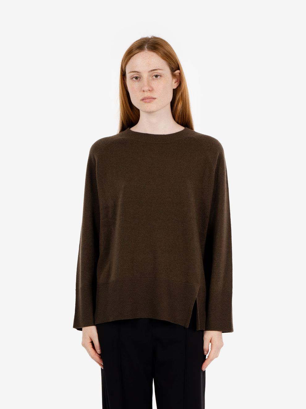 Maglione girocollo con spacco forest