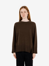 Maglione girocollo con spacco forest