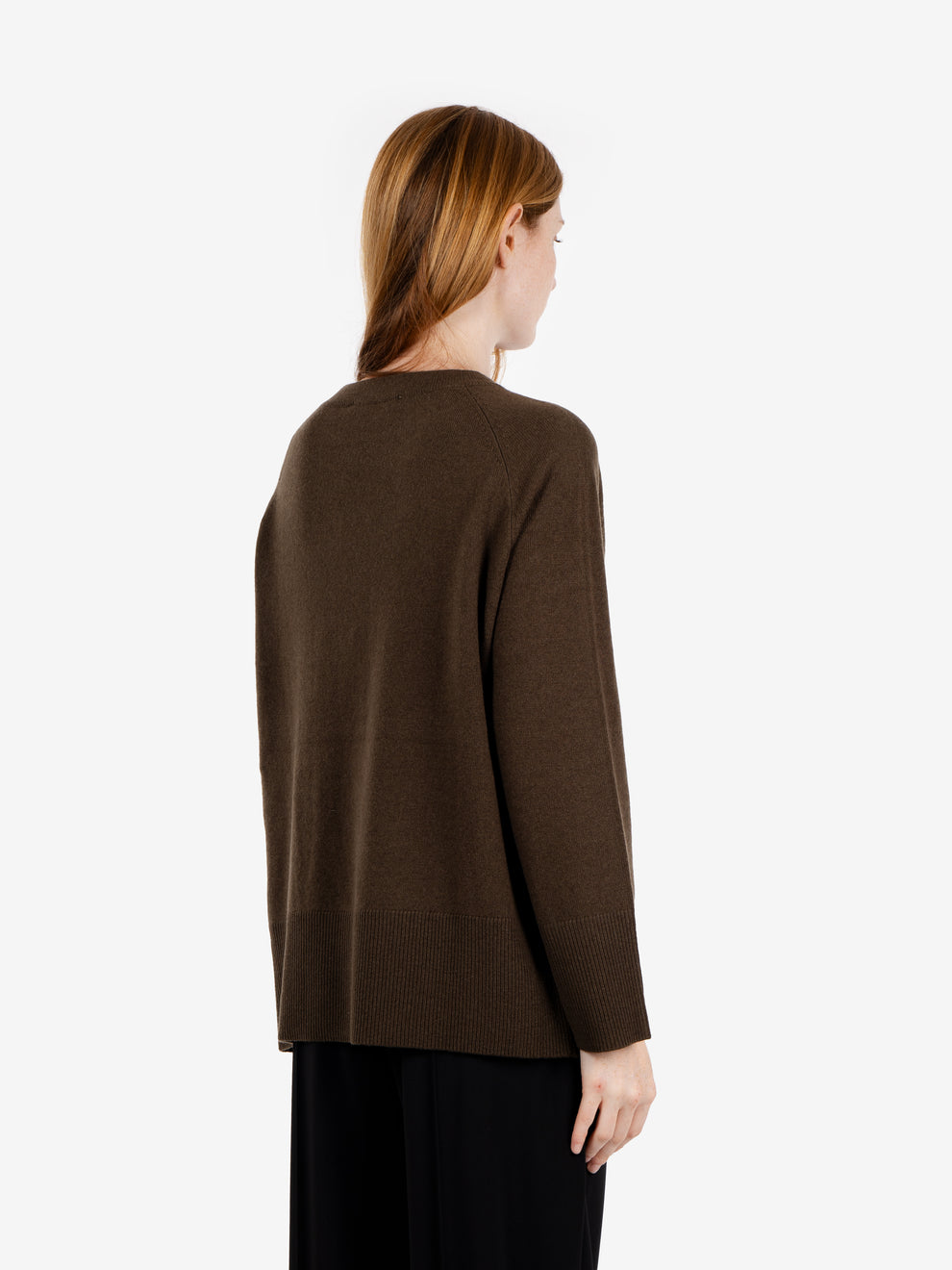 Maglione girocollo con spacco forest