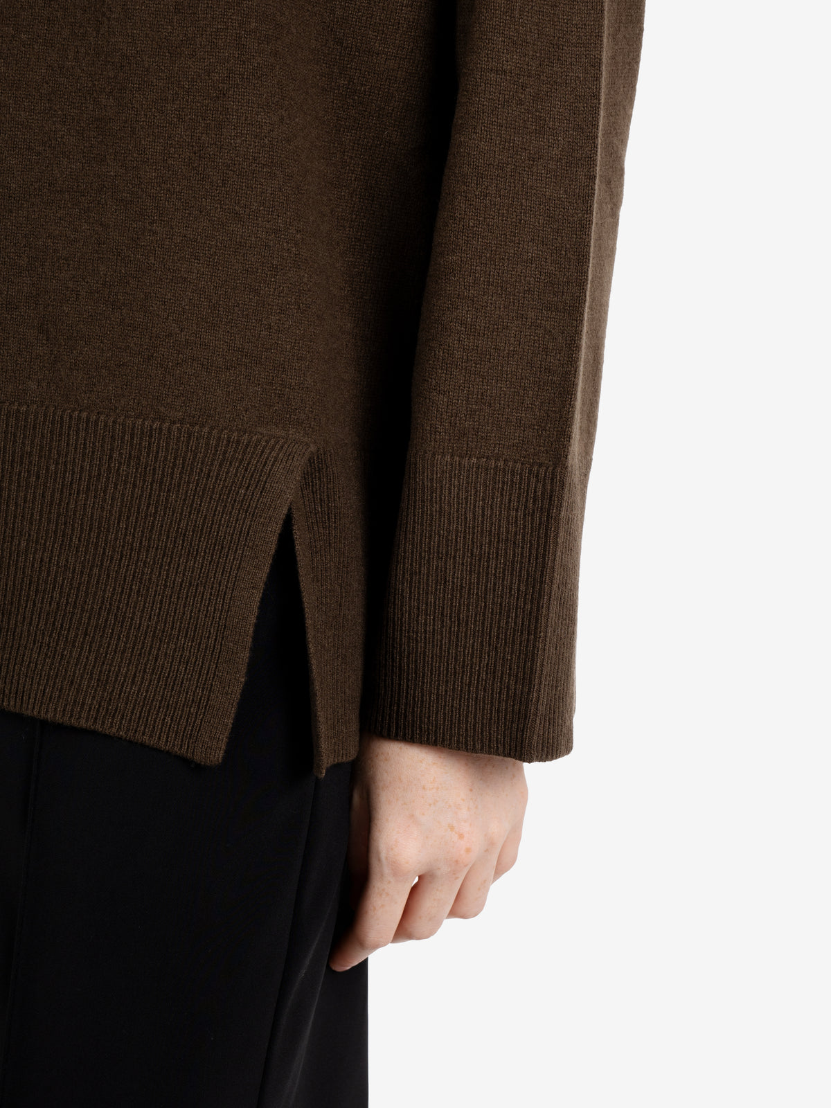 Maglione girocollo con spacco forest