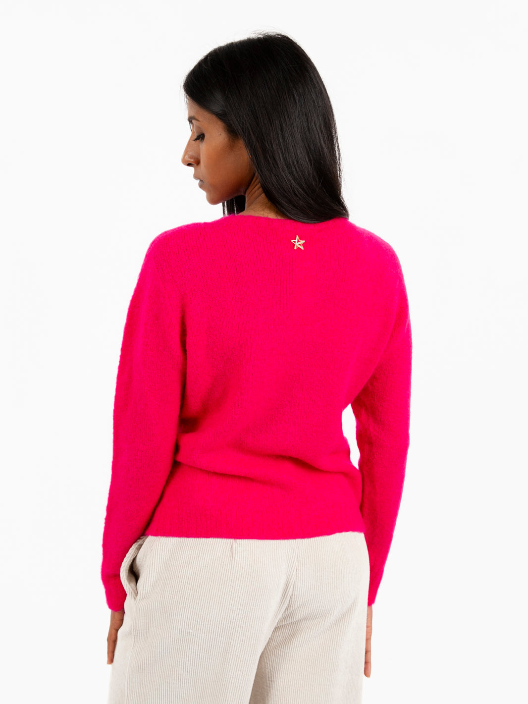 Maglione girocollo fuxia