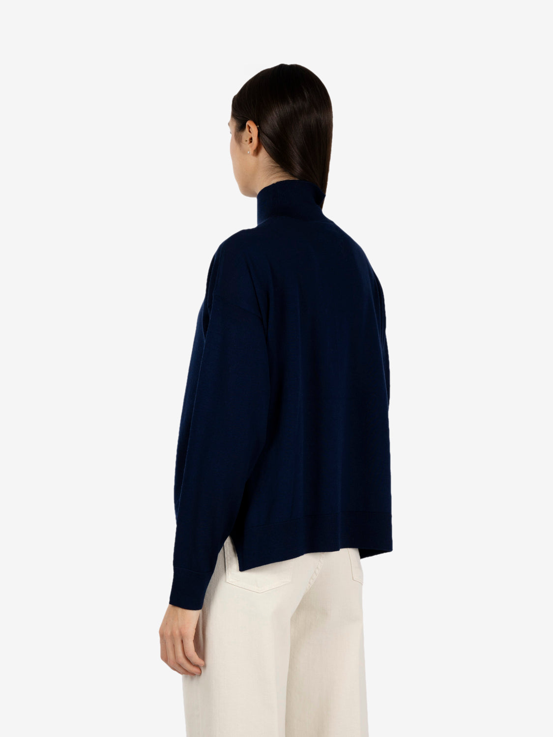 Maglione in lana collo alto blu notte