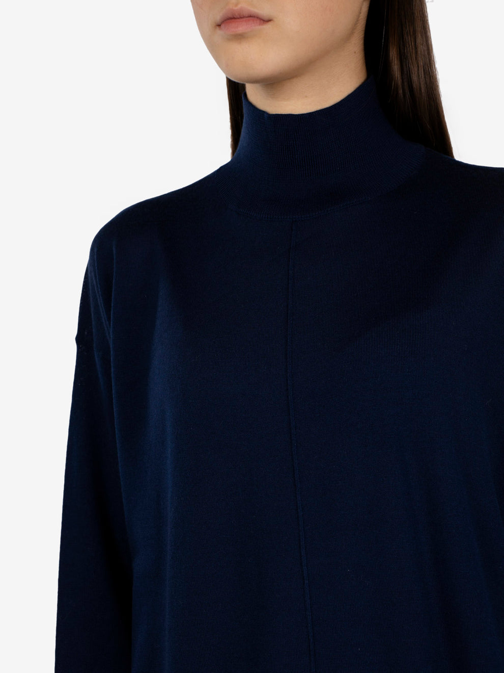 Maglione in lana collo alto blu notte