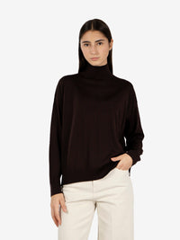 Maglione in lana collo alto fondente