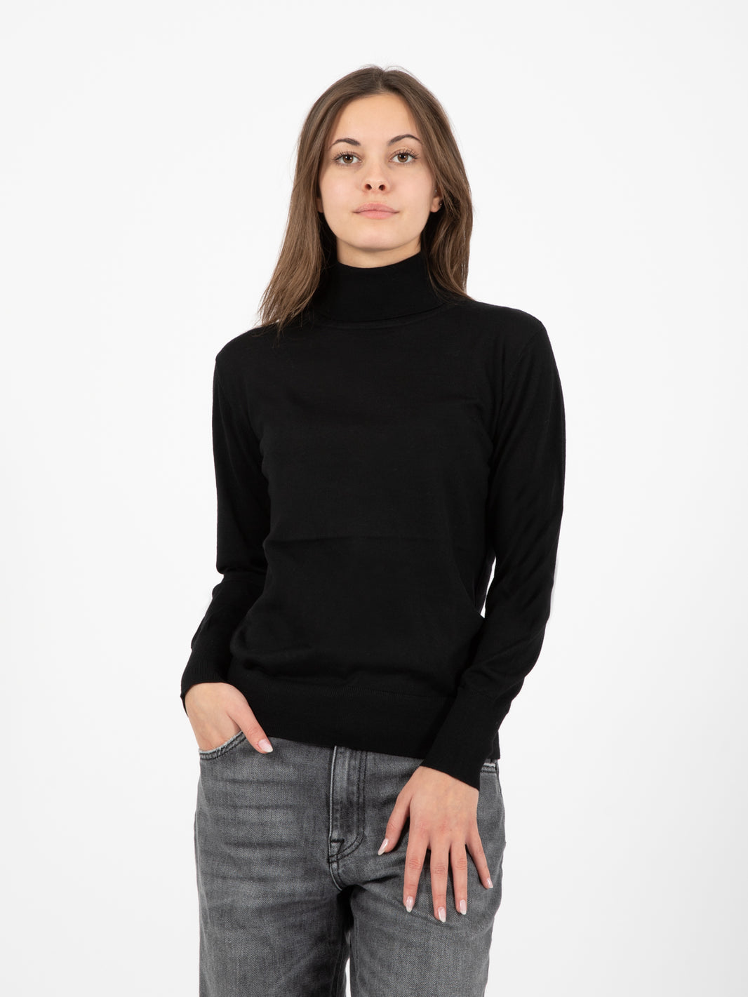 Maglione leggero a collo alto nero