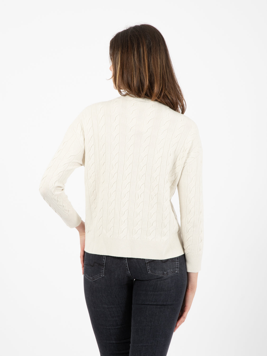 Cream cable knit turtleneck sweater