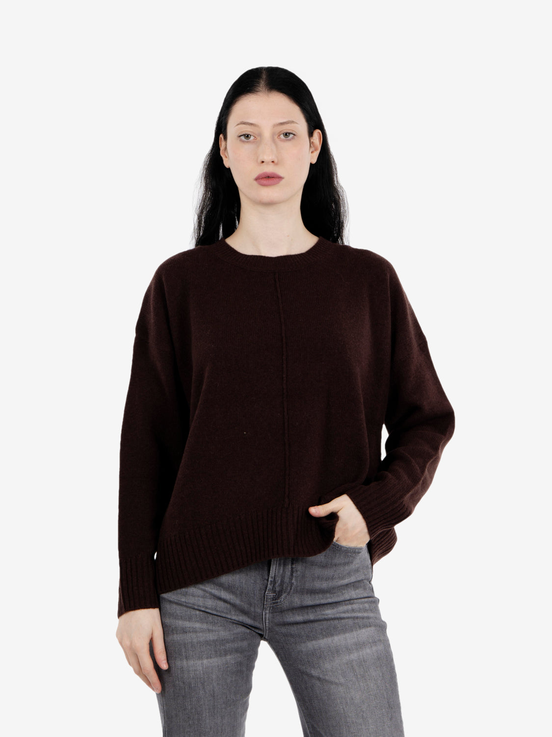Maglione over girocollo fondente