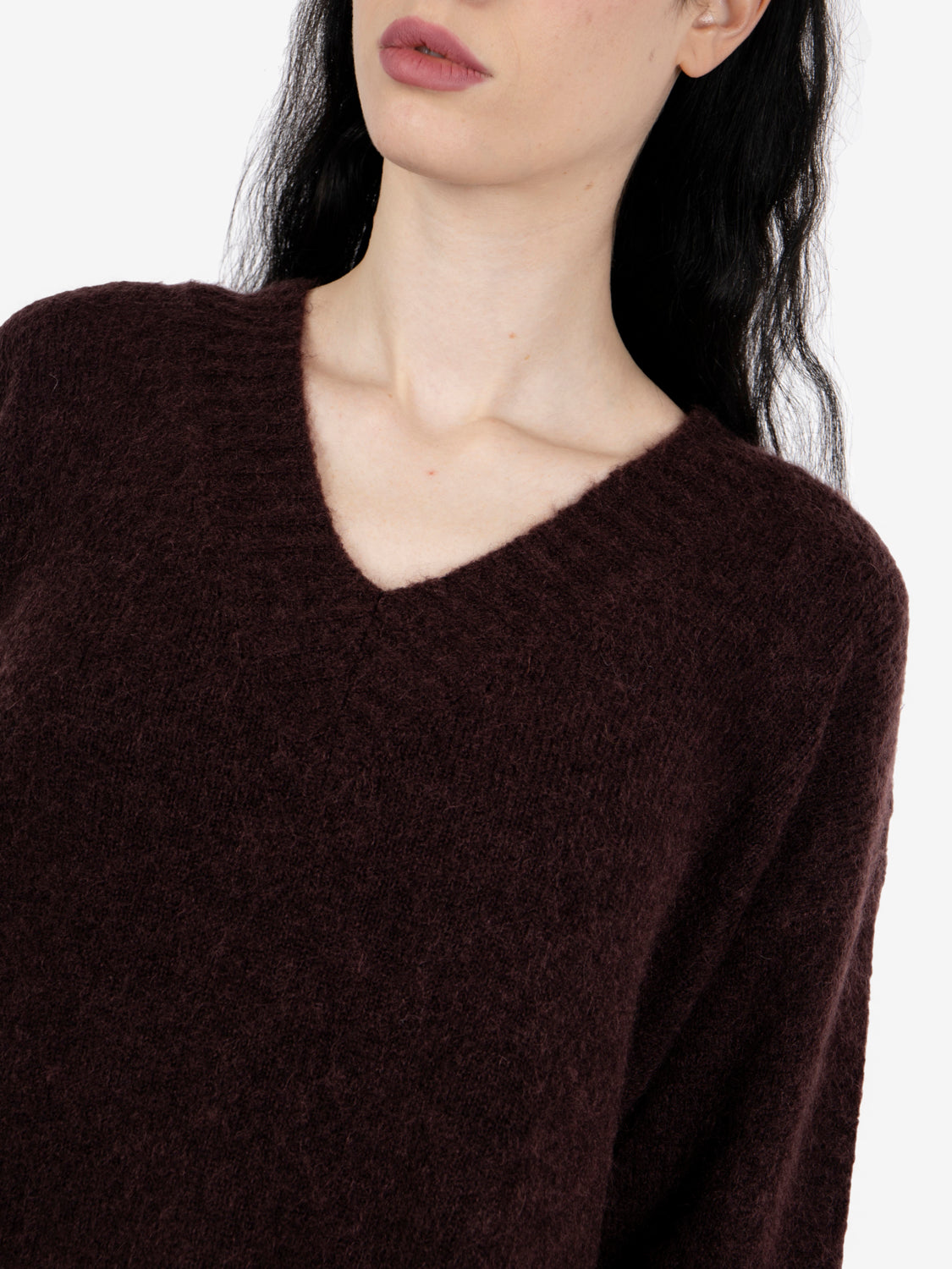 Maglione over scollo V brownberry