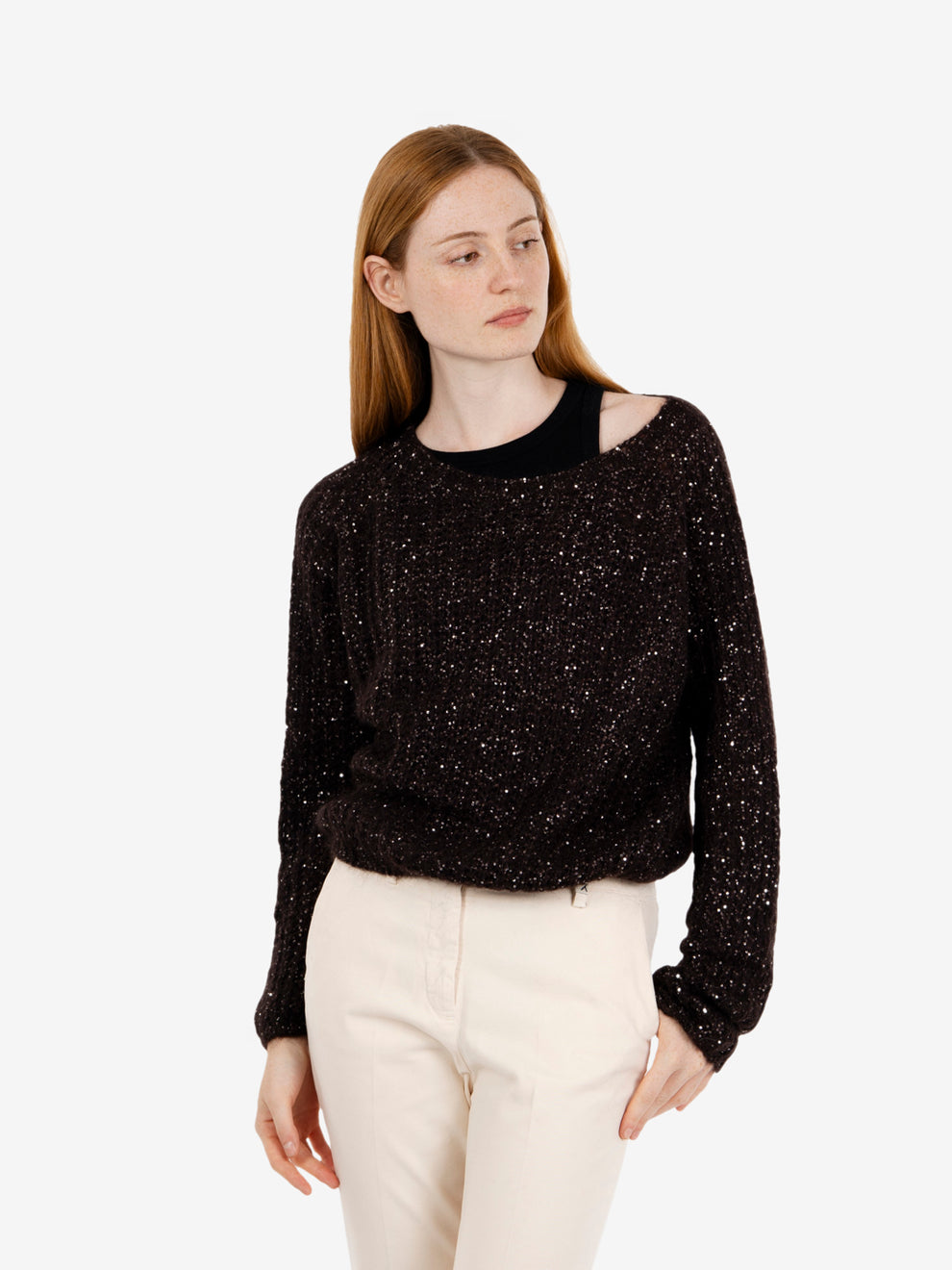 Maglione paillettes moro