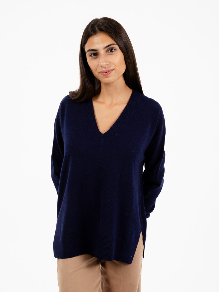 KAOS - Maglione scollo a V blu notte