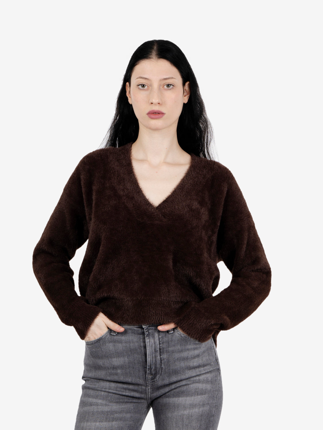 Maglione scollo V brownberry