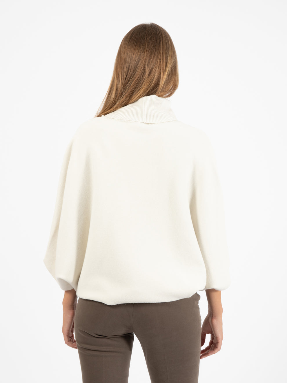 Cream Turtleneck Poncho Style Sweater