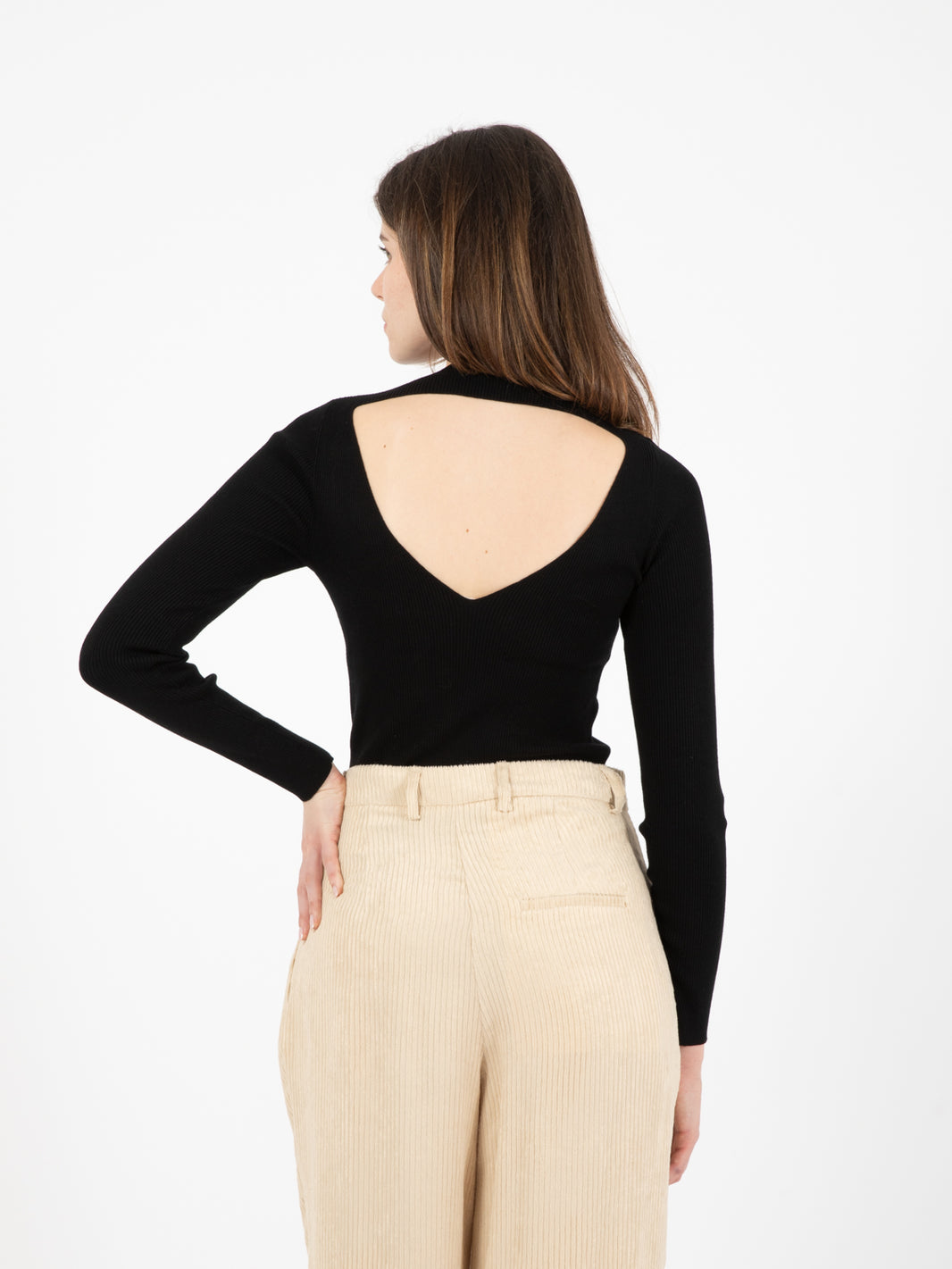 Maglione cut out schiena nero