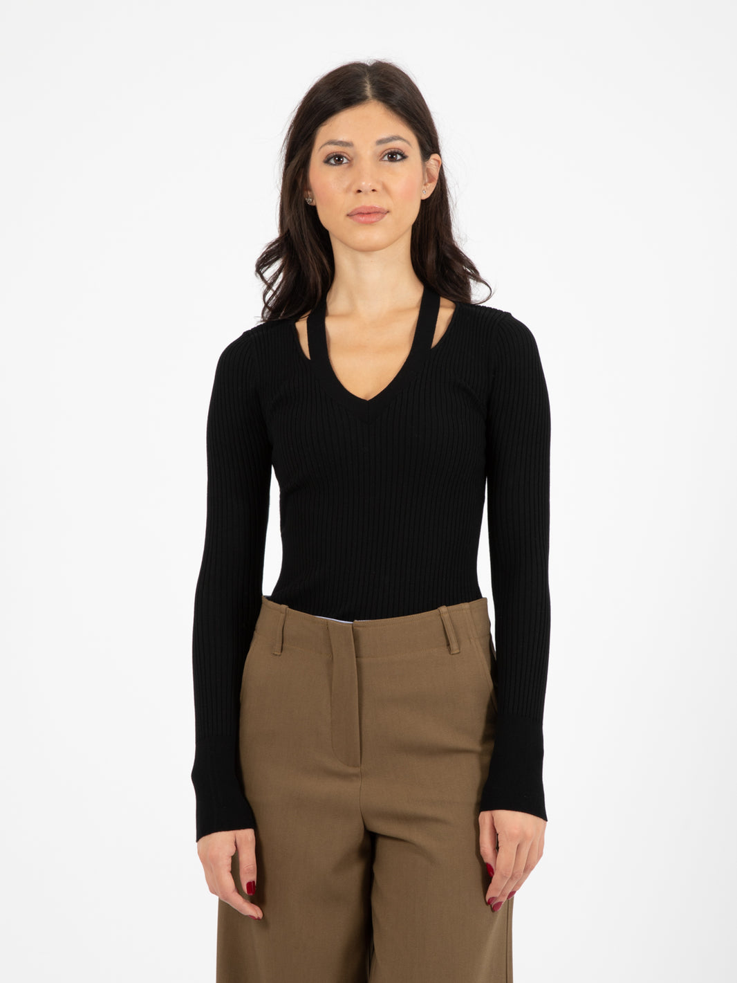 Maglioni scollo cut out nero