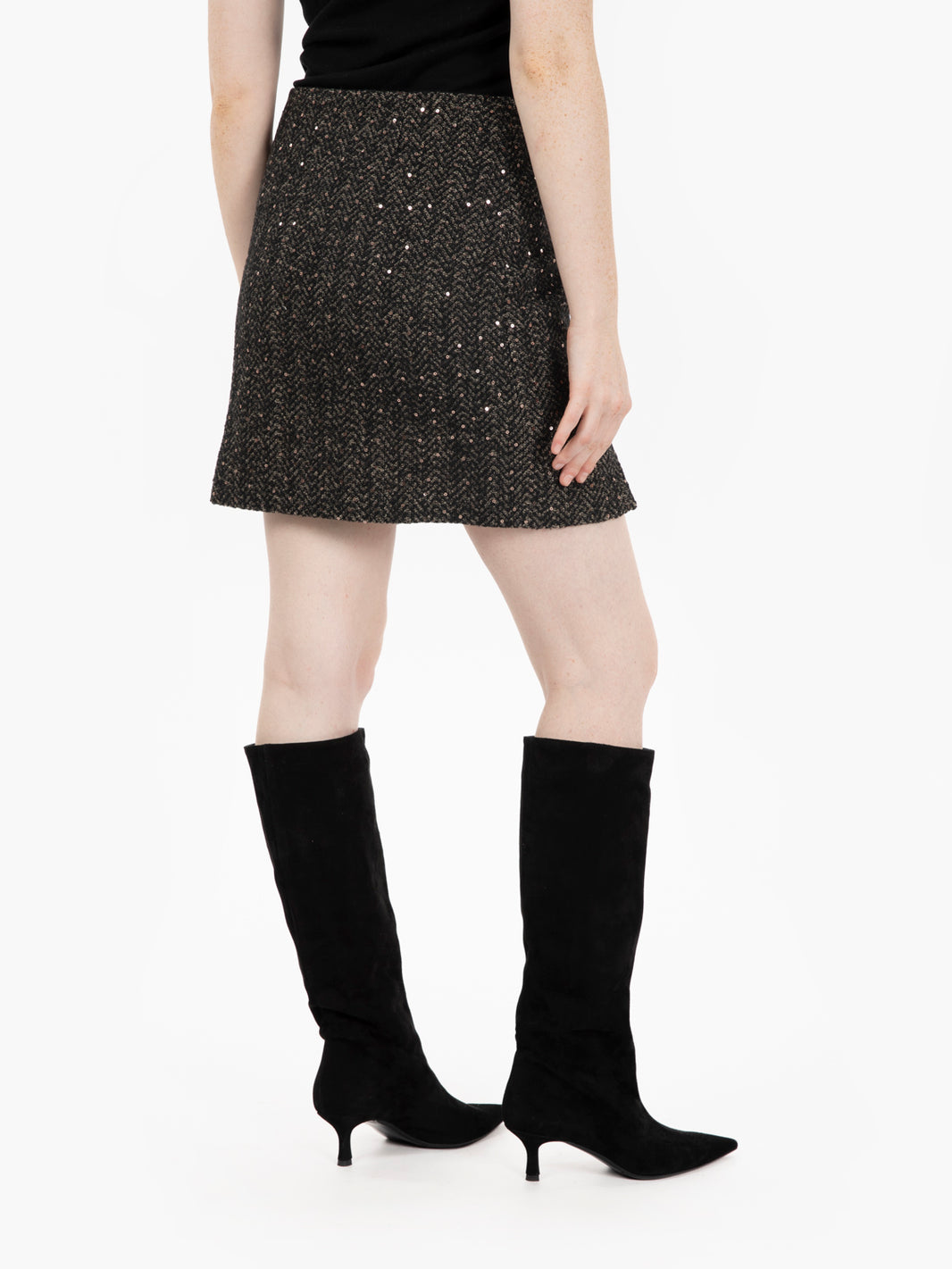 Dark brown sequin miniskirt