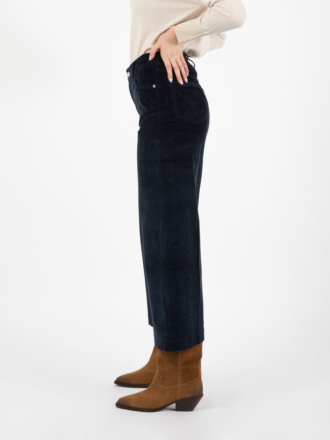 Pantalone in velluto elastico blu