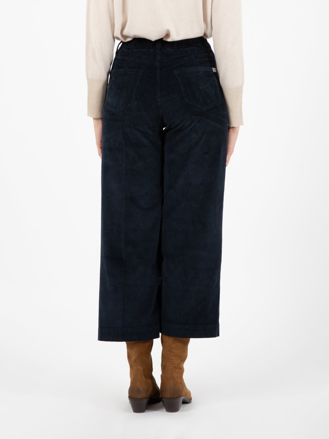 Blue elastic velvet trousers