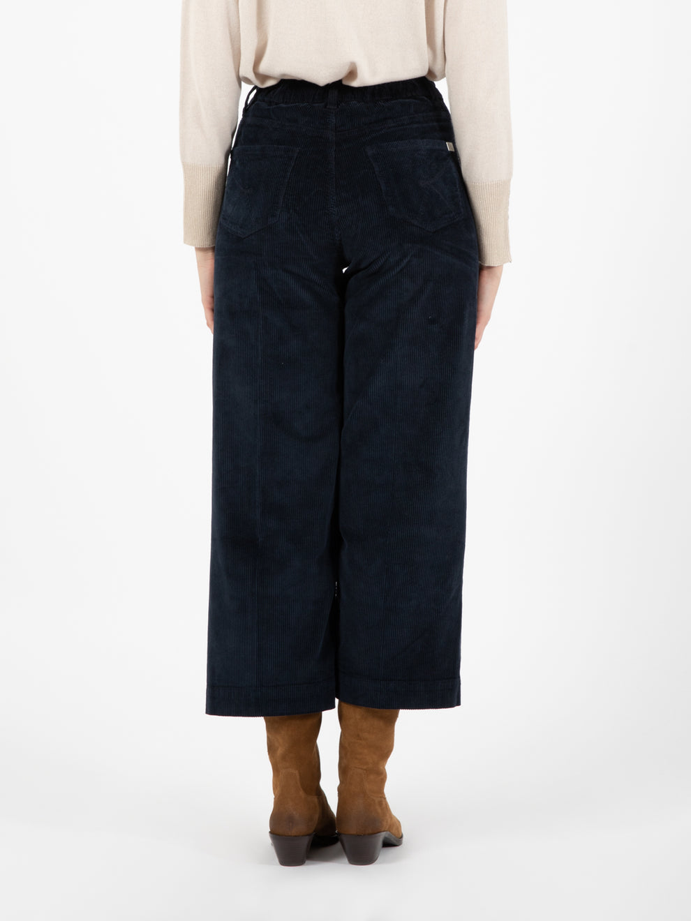 Blue elastic velvet trousers