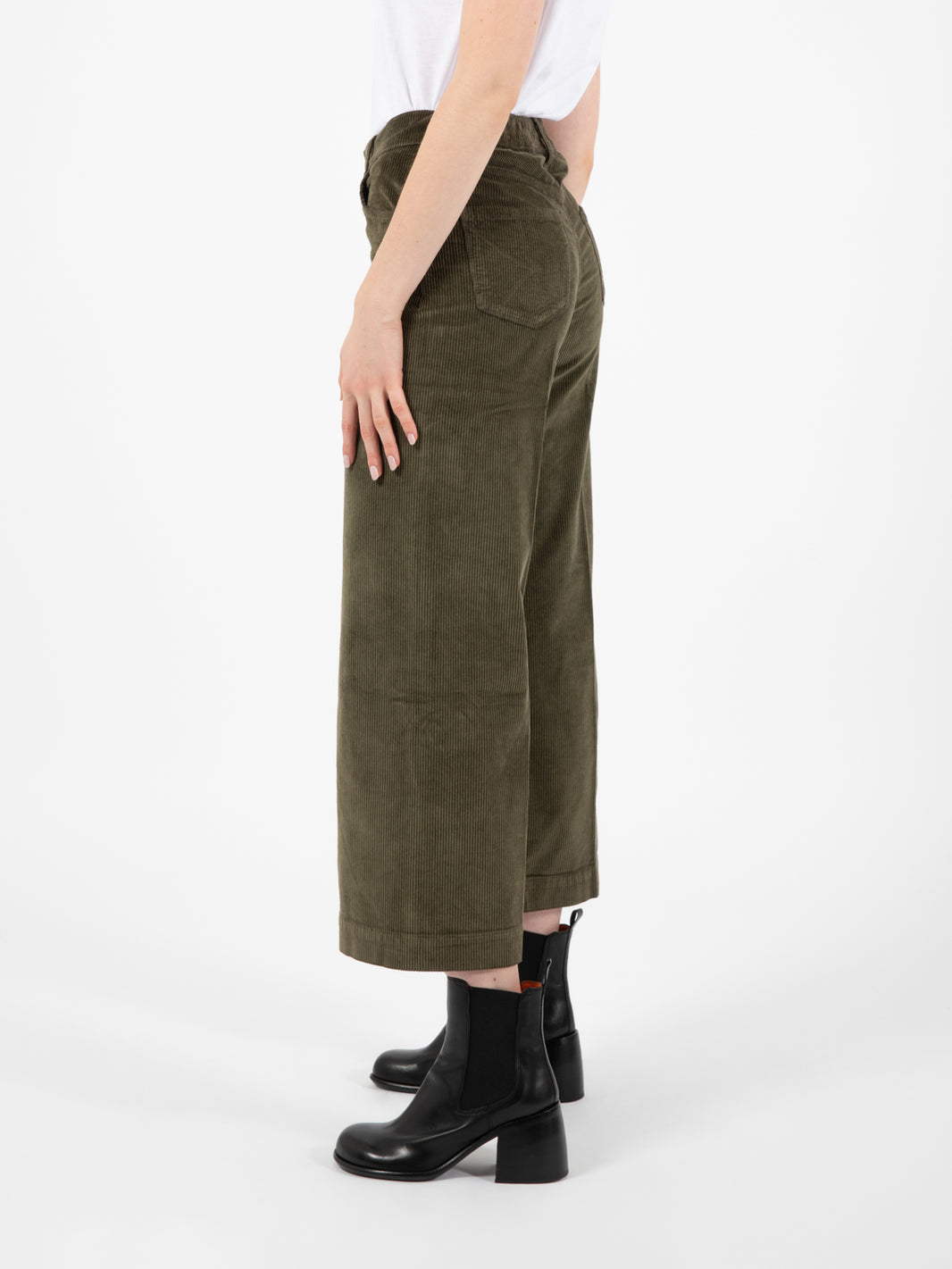Pantalone in velluto elastico verde