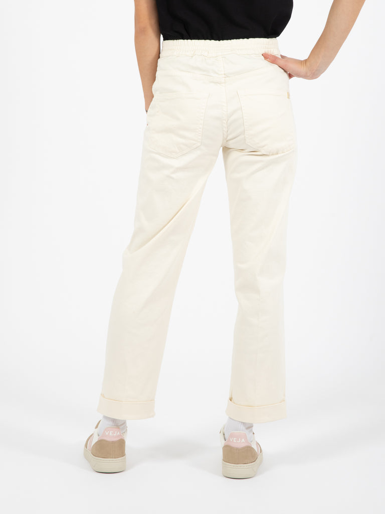 KAOS - Pantalone momfit elastico avorio