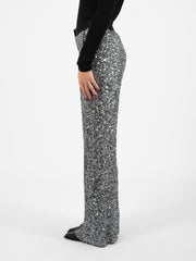 KAOS - Pantalone stretch con paillettes argento