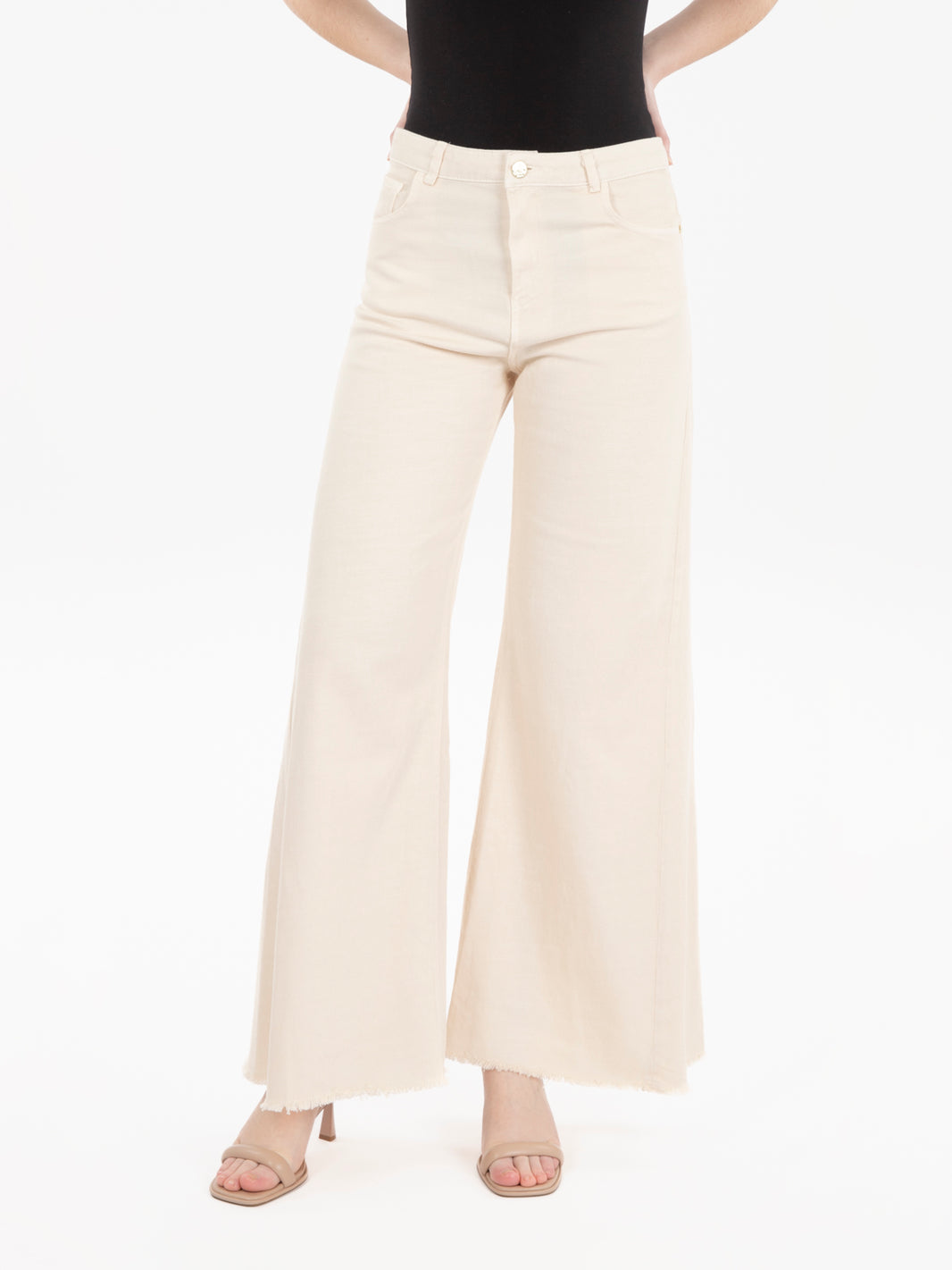 Pantalone wide in cotone naturale