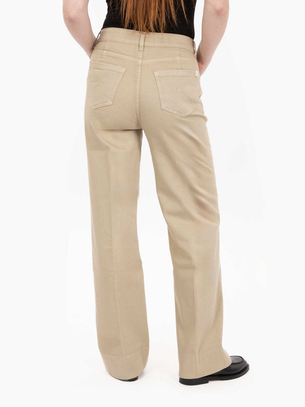 Pantaloni a palazzo in denim beige