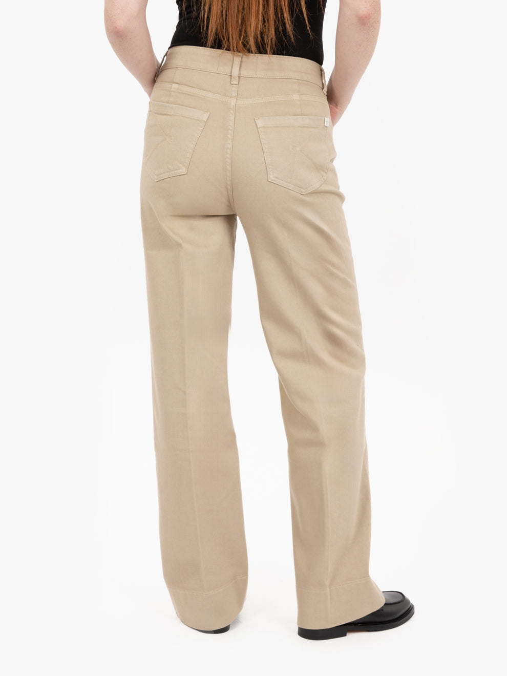 Beige denim palazzo pants