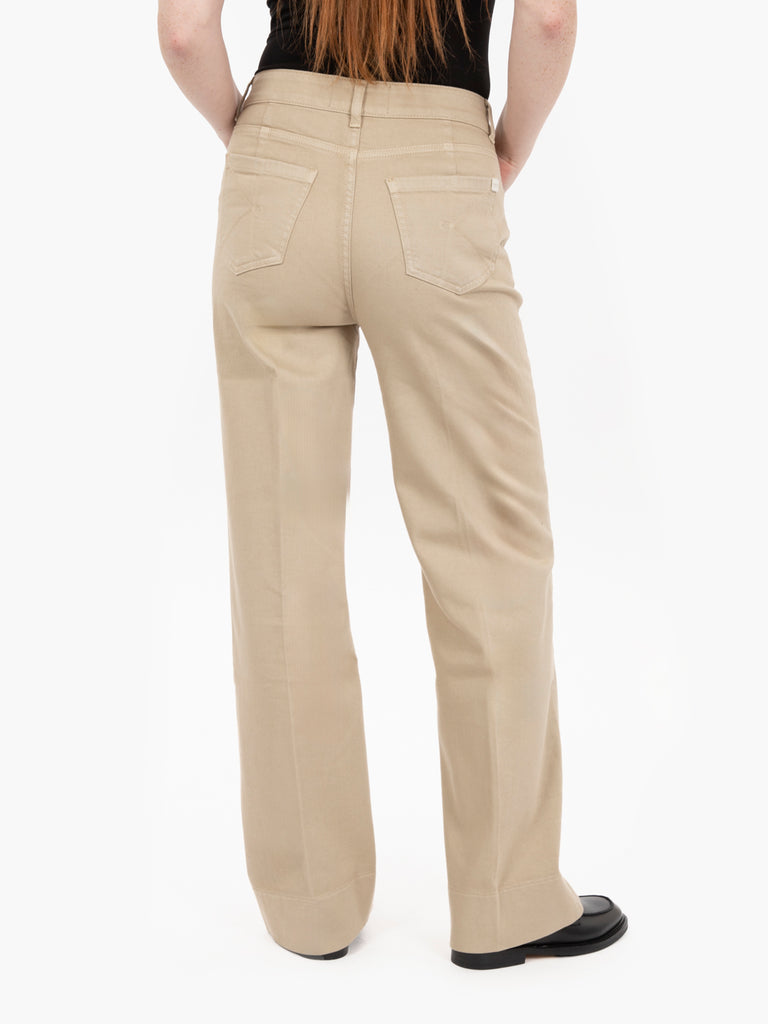 KAOS - Pantaloni a palazzo in denim beige