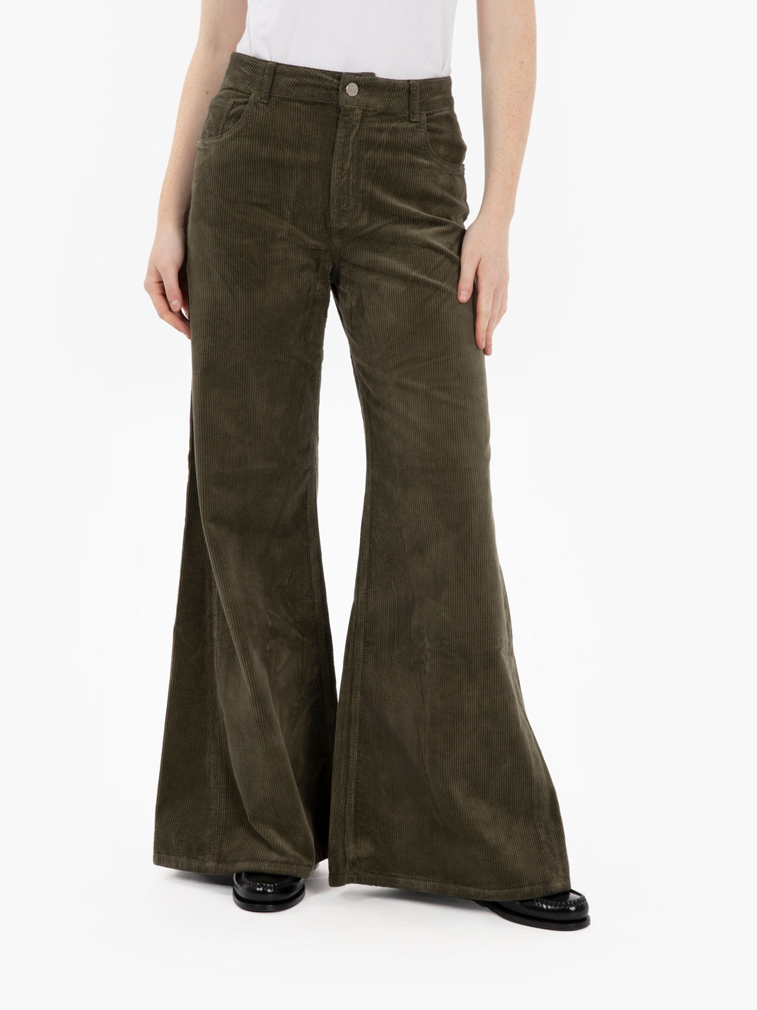 Military velvet palazzo trousers