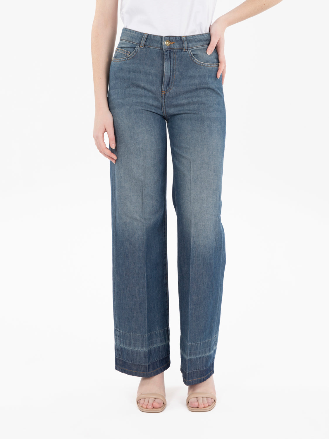 Pantaloni a palazzo vintage blu medio