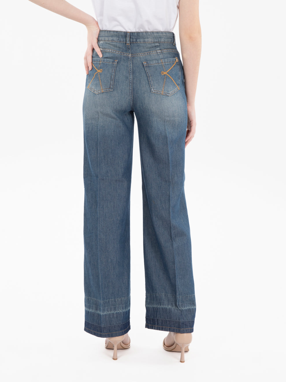 Pantaloni a palazzo vintage blu medio