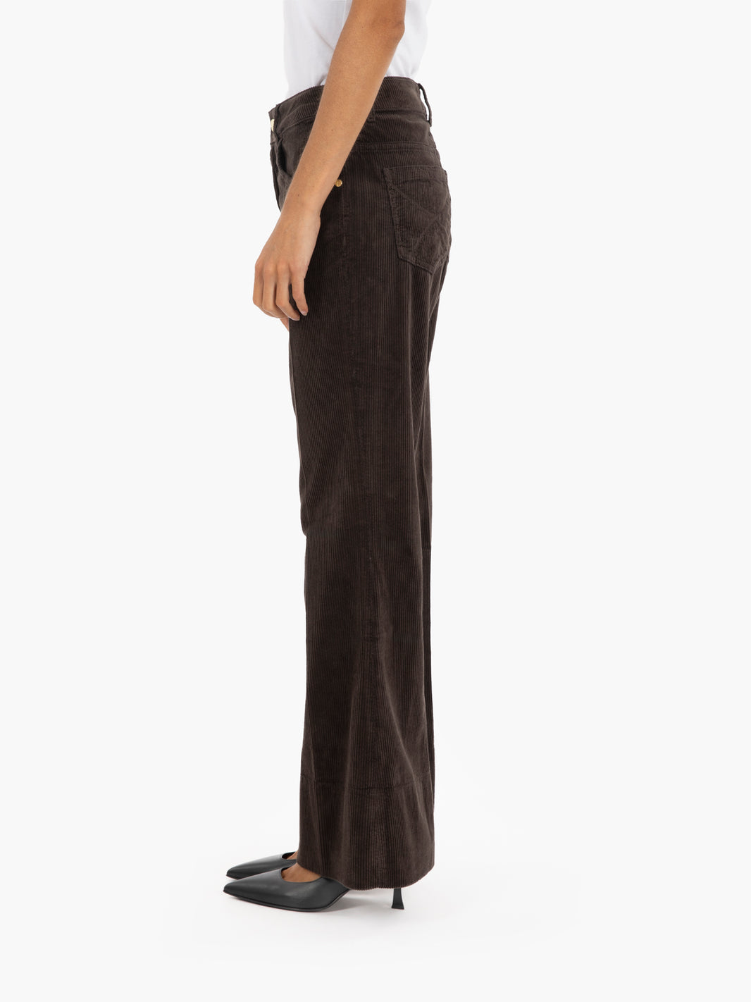 Dark brown velvet trumpet trousers