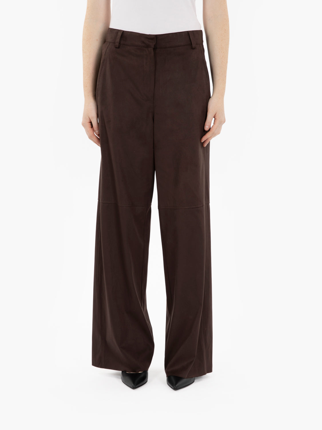 Dark brown alcantara trousers
