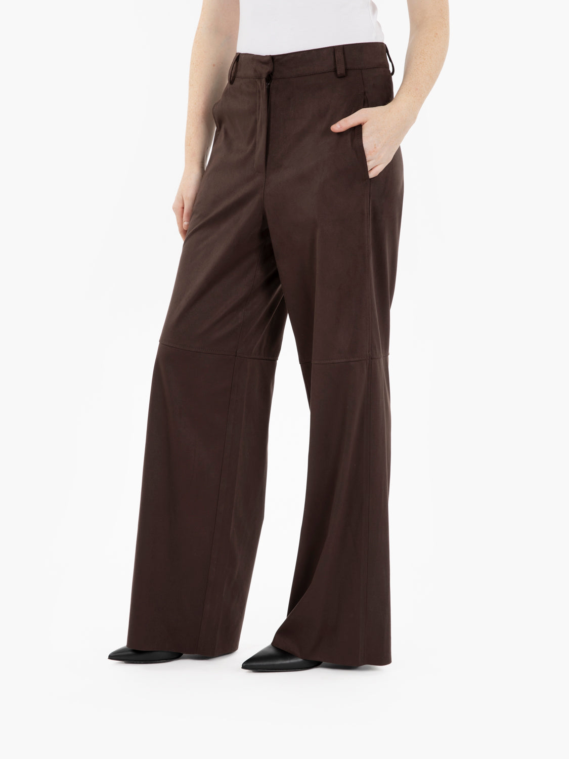 Dark brown alcantara trousers