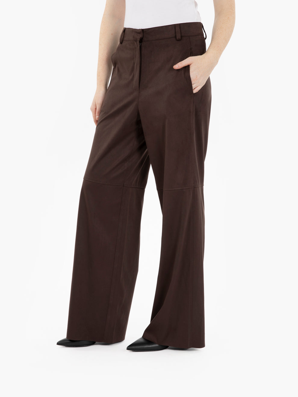 Dark brown alcantara trousers
