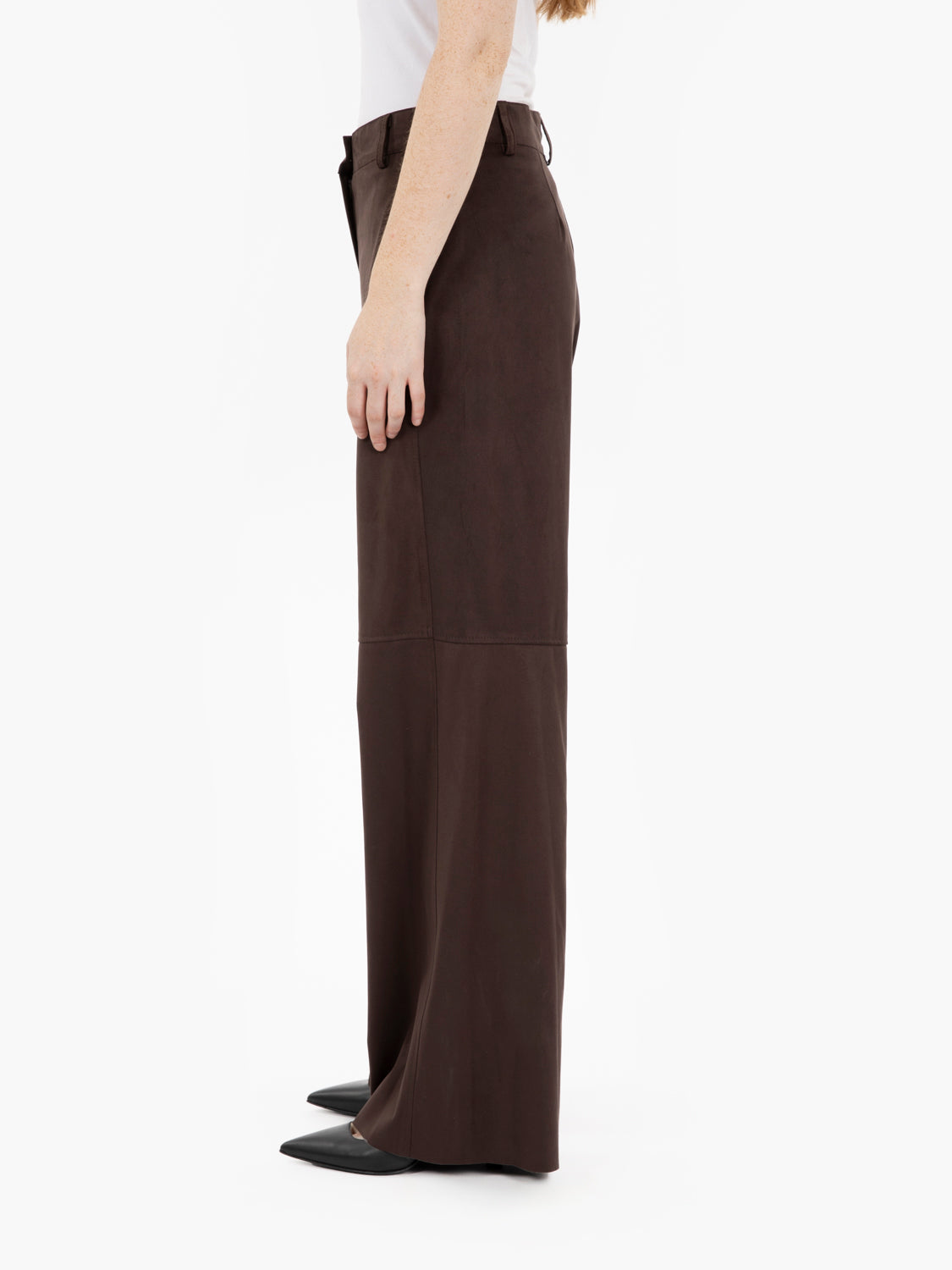 Dark brown alcantara trousers