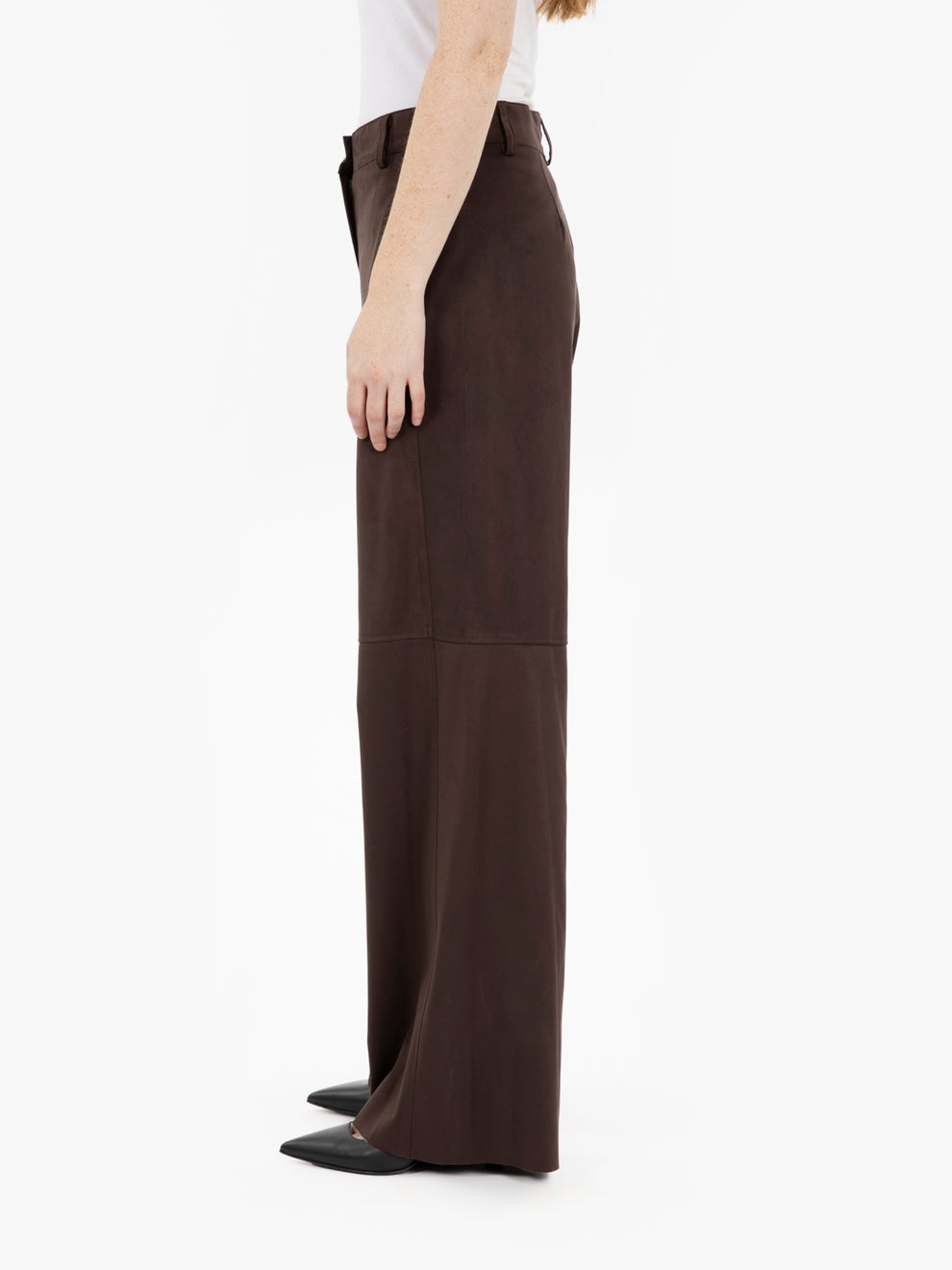 Dark brown alcantara trousers