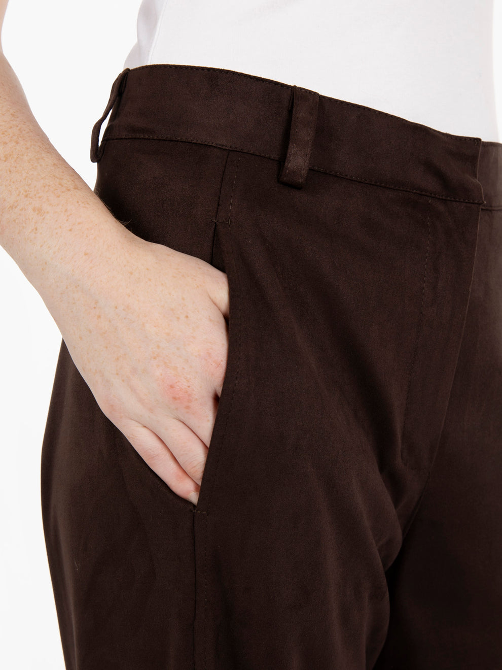 Dark brown alcantara trousers