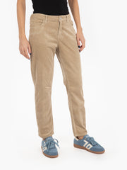 KAOS - Pantaloni boyfriend fit in velluto a coste beige