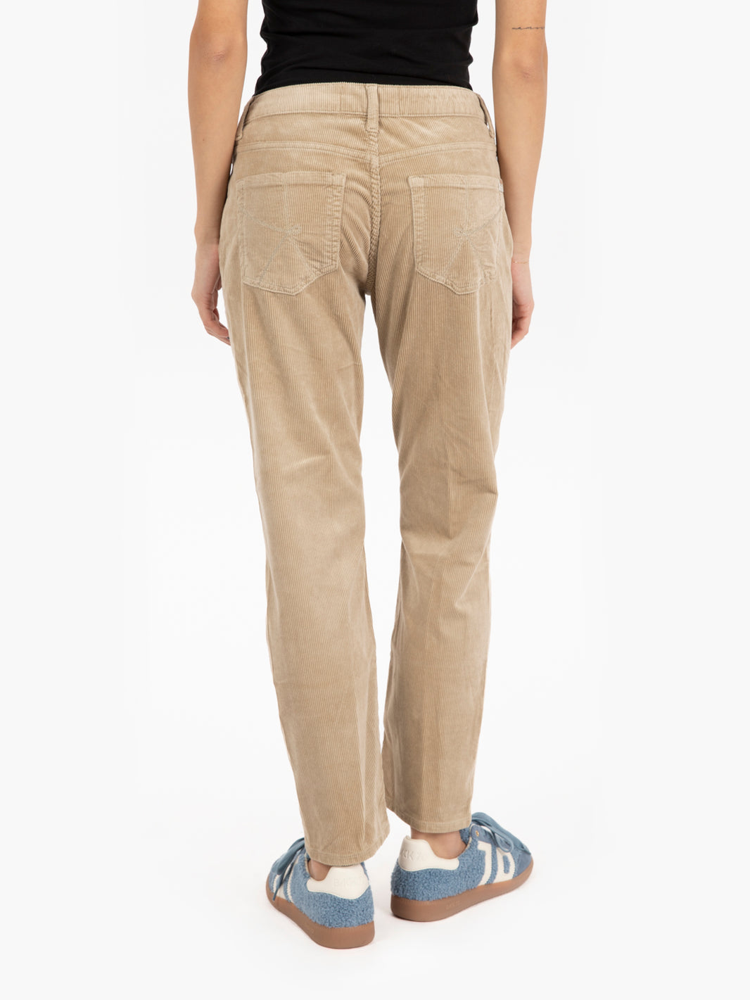 Pantaloni boyfriend fit in velluto a coste beige