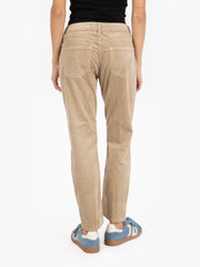 KAOS - Pantaloni boyfriend fit in velluto a coste beige