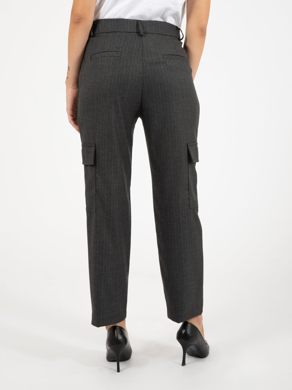 Pantaloni cargo gessato grigio